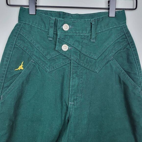 Vtg Jewells Classic Bottoms Womens 1 High Waist Jeans Green Tapered Leg Cotton - Picture 3 of 10